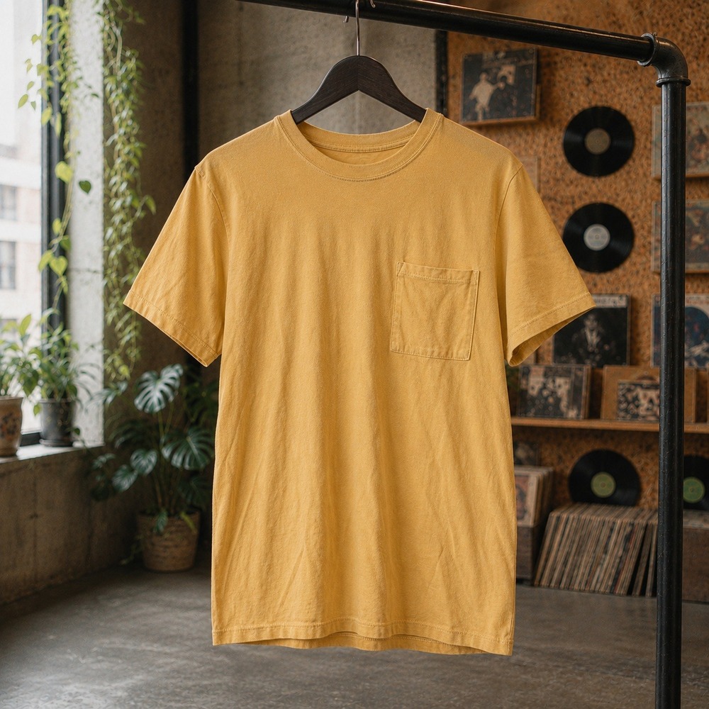 Art Class Boys L 12/14 Mustard Yellow Short Sleeve Pocket Tee Shirt Mustard